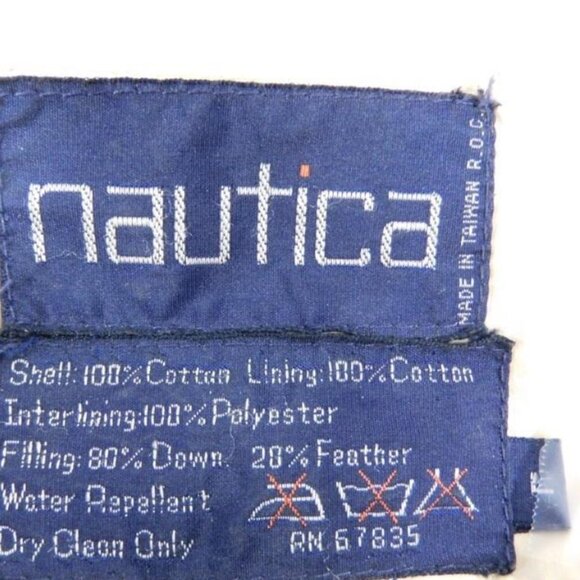 Vintage NAUTICA Mens L Army Green 80% Down Winter Coat Bomber Jacket Insulated - Picture 3 of 3